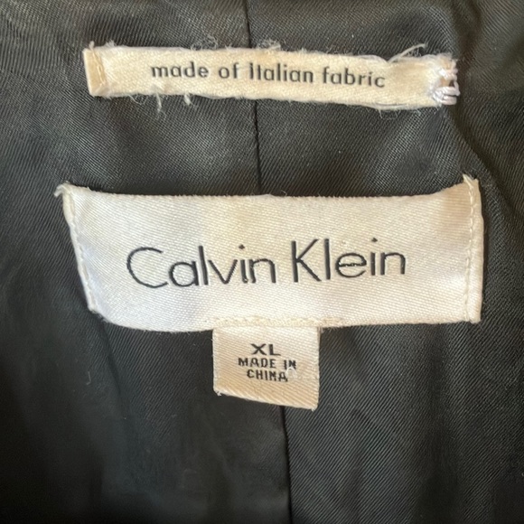 Calvin Klein Black and Gray Plaid Pea Coat - Picture 2 of 8